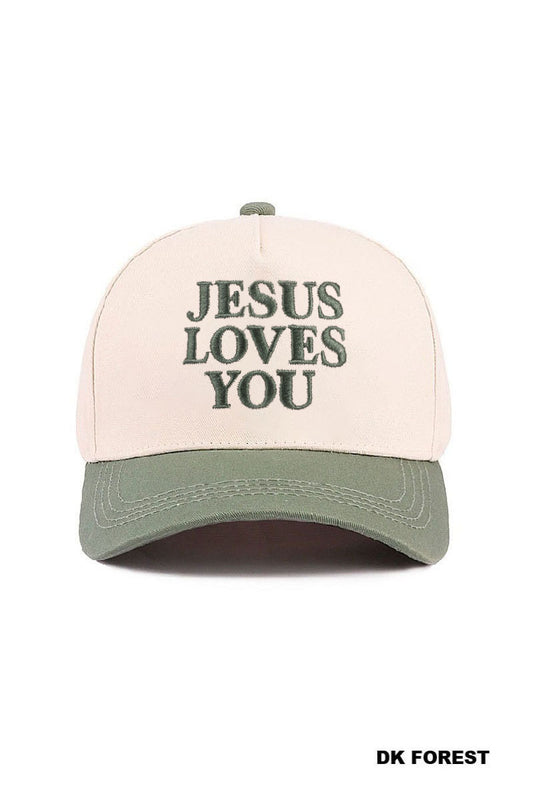 Jesus loves you two tone cotton hat