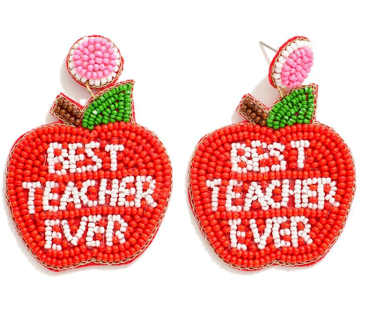 Beaded Best Teacher Earrings