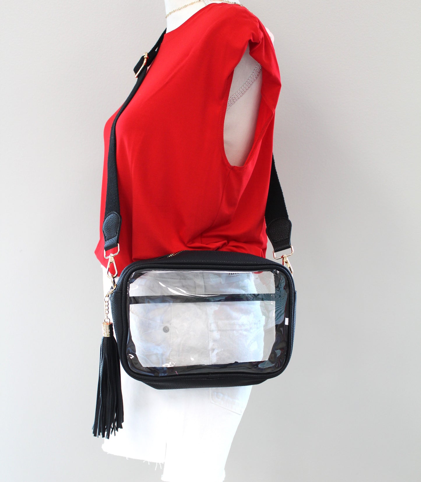 Clear Cross Body Bag -Black