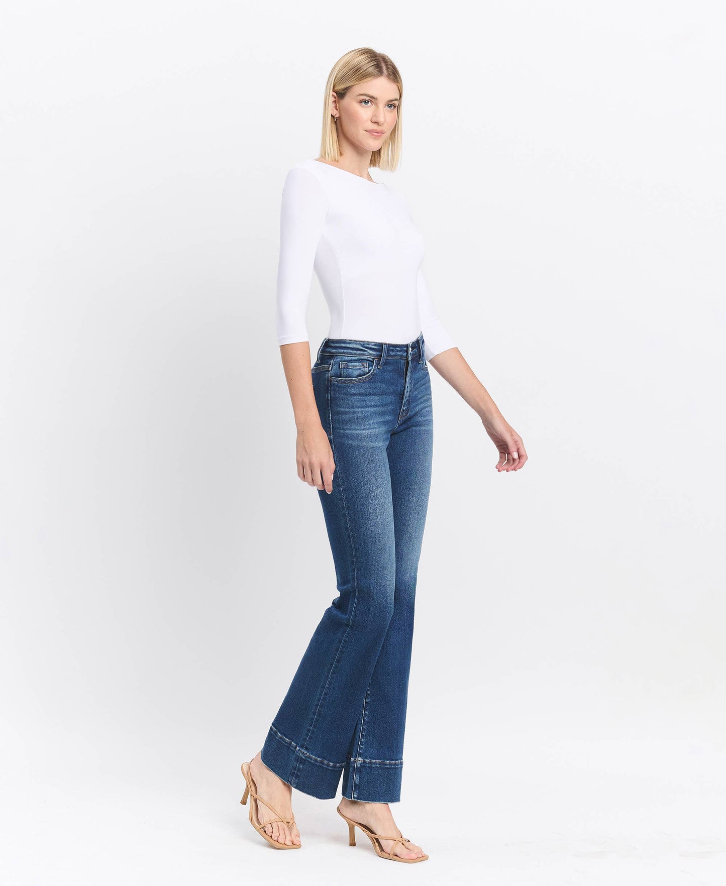 HIGH RISE TROUSER HEM BOOTCUT JEANS