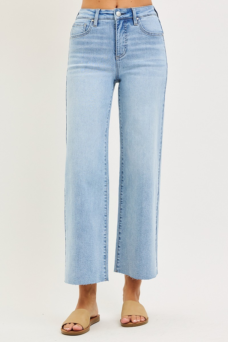 Tummy Control High Rise Crop Wide Leg Jeans