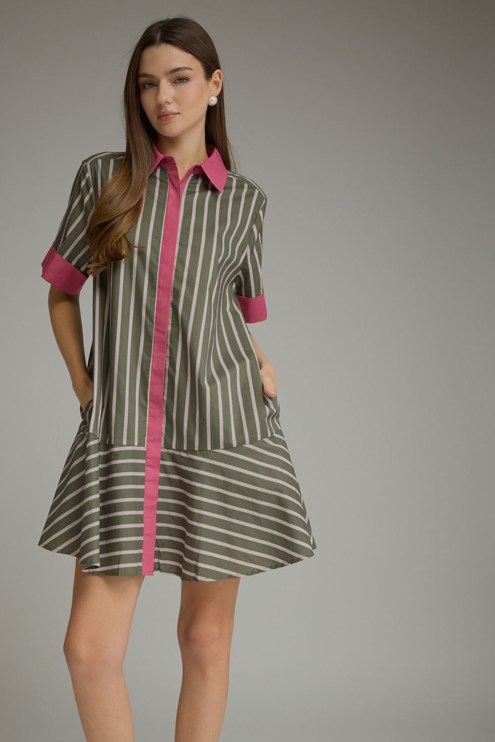 STRIPE SHORT SLEEVE DRESS