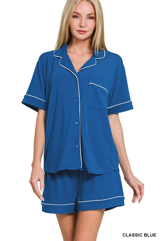 Short sleeve button down shirts & shorts 2 piece set