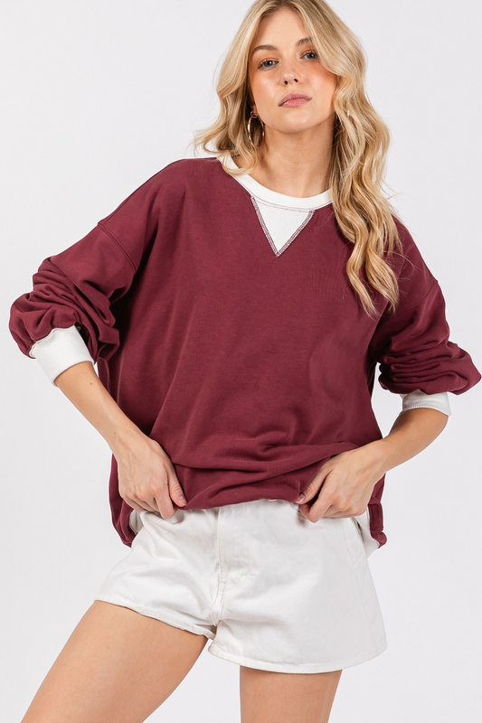 Game Day Contrast Cuff French Terry Sweatshirt