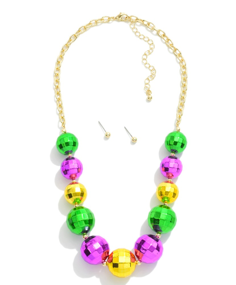 Mardi Gras Disco Necklace Set
