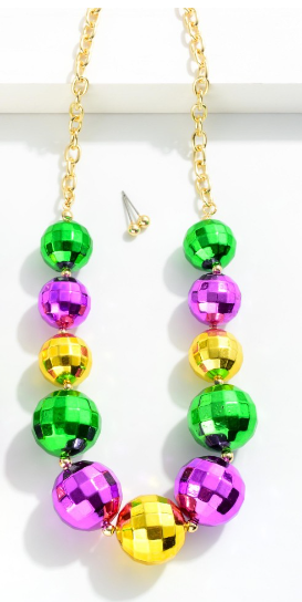 Mardi Gras Disco Necklace Set