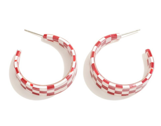 Checkered Hoop Earrings