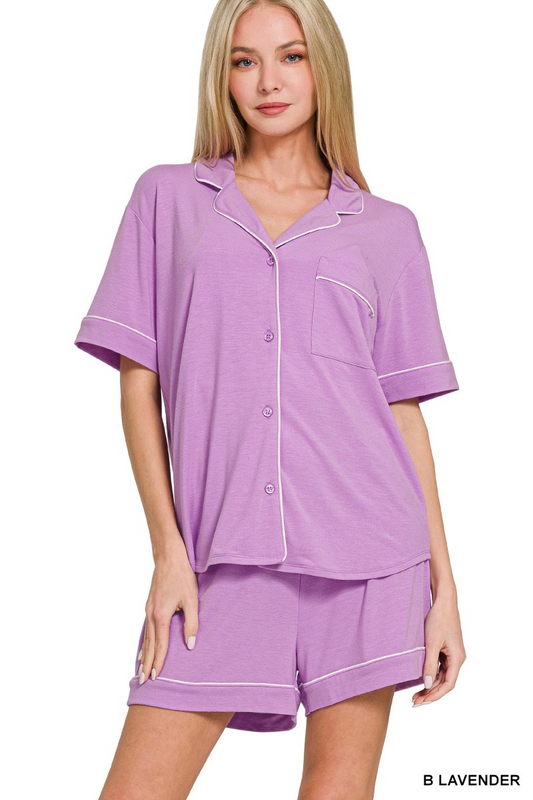 Short sleeve button down shirts & shorts 2 piece set