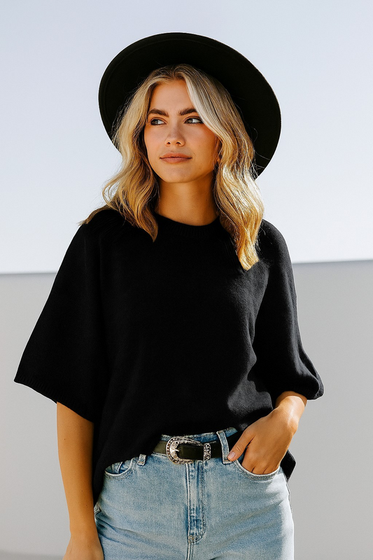 Short Sleeve Relaxed Sweater Top
