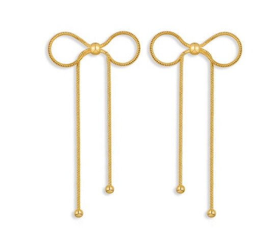 Gold Snake Chain Bow Earrings