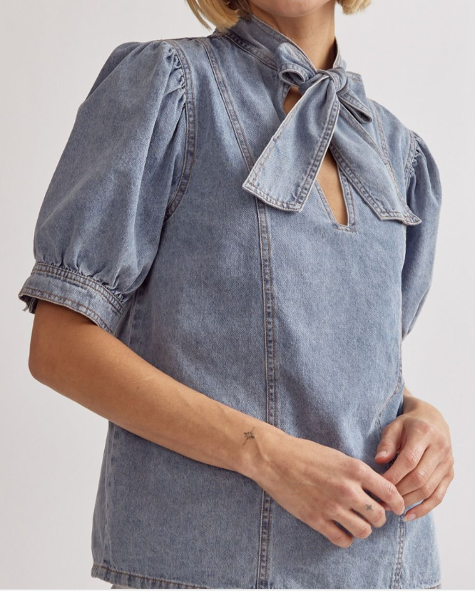 Denim Tie Top