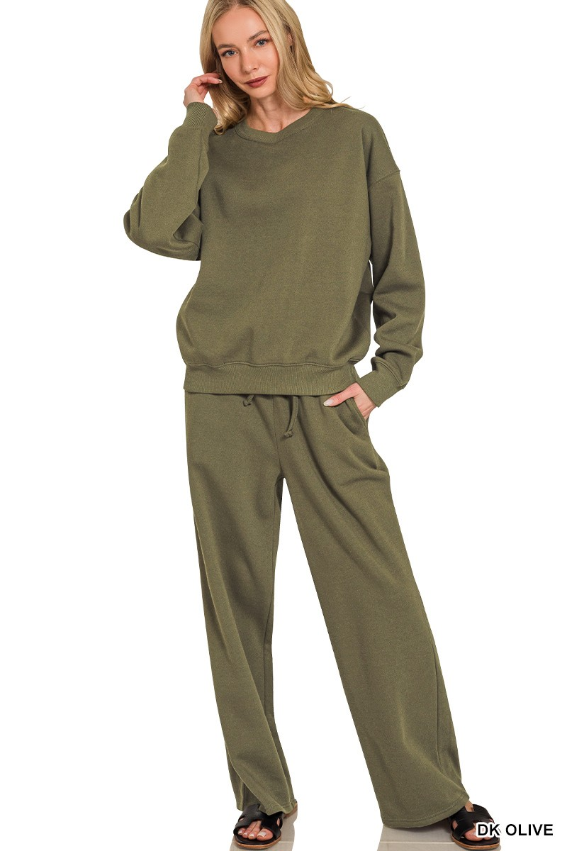 Fleece long sleeve pullover & sweatpants set
