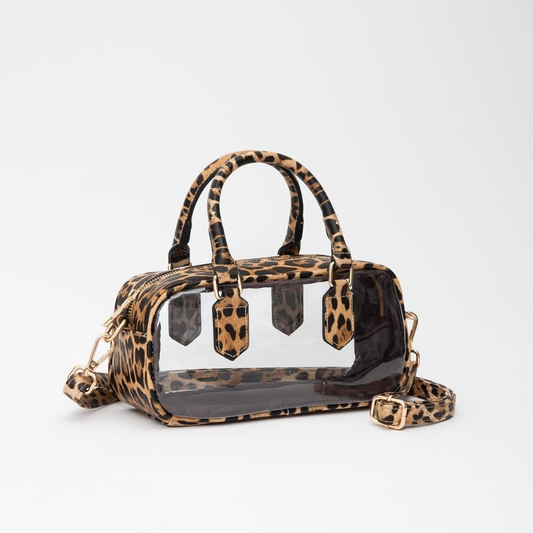 Clear Crossbody Tote Bag With Vegan Leather Trim