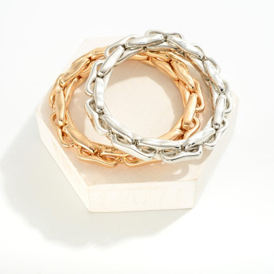 Metal Chain Link Stretch Bracelet