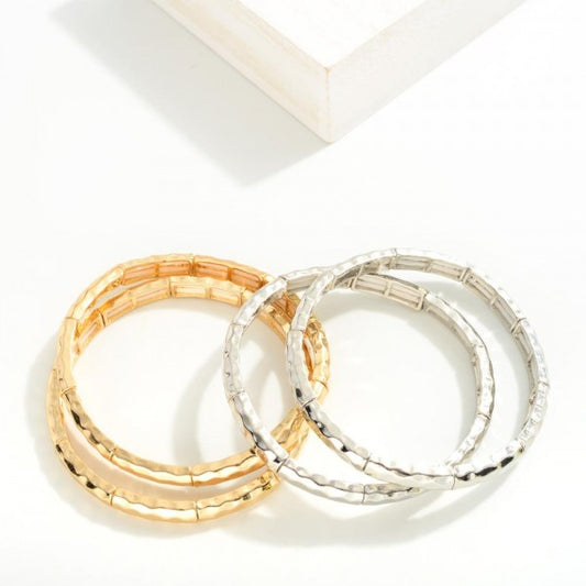 Hammered Metal Stretch Bracelets